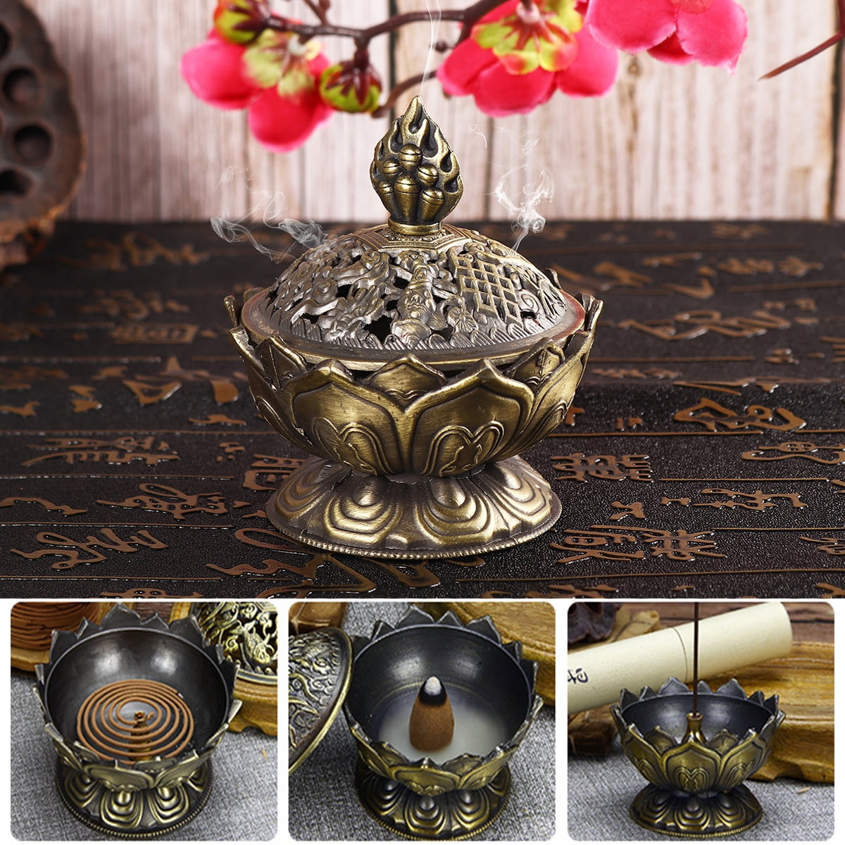 Buddhist Incense Censer Burner Smoke Backflow Ceramic Glaze Censer Cone