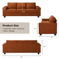 thumbnail image 4 of BLAZANT 90" 3 Seater Sofa Couch with Deep Seat, 90" Modern Upholstered Sofa with Armrests, Easy Installation, Comfy Couches for Living Room, Apartment,Rust, 4 of 10
