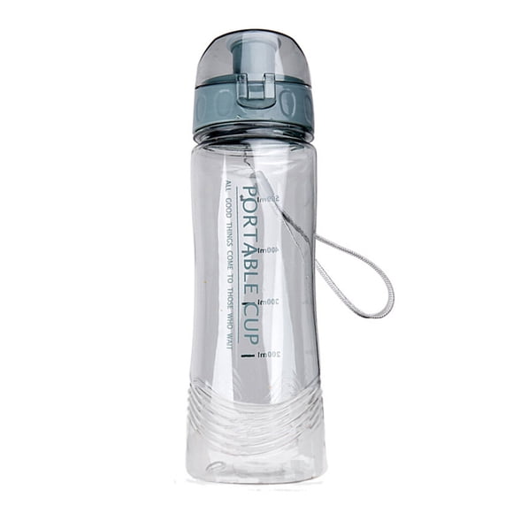 Inteprter Botella de agua de 520ML, vaso deportivo de plástico para beber, para viajes al aire libre, tetera grande a prueba de caídas, vaso para Cocina y Comedor Gris Inteprter HA070579-01
