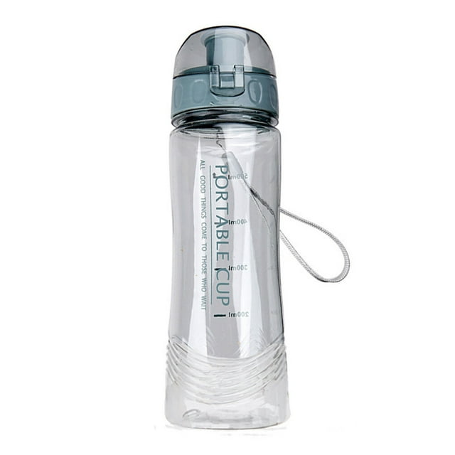 Bewildely Botella de agua de 520ML, vaso deportivo de plástico para beber, para viajes al aire libre, tetera grande a prueba de caídas, vaso para Cocina y Comedor Gris Bewildely HA070579-01