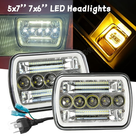 Quayub Pair 5x7" 7x6" LED Headlights For Toyota Pickup 82-95 Tacoma 1995-1997 Hi/Lo DRL Turn Signal