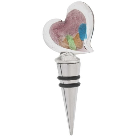 

Ornamental Glass Heart Wine Stopper with Colors by Ganz
