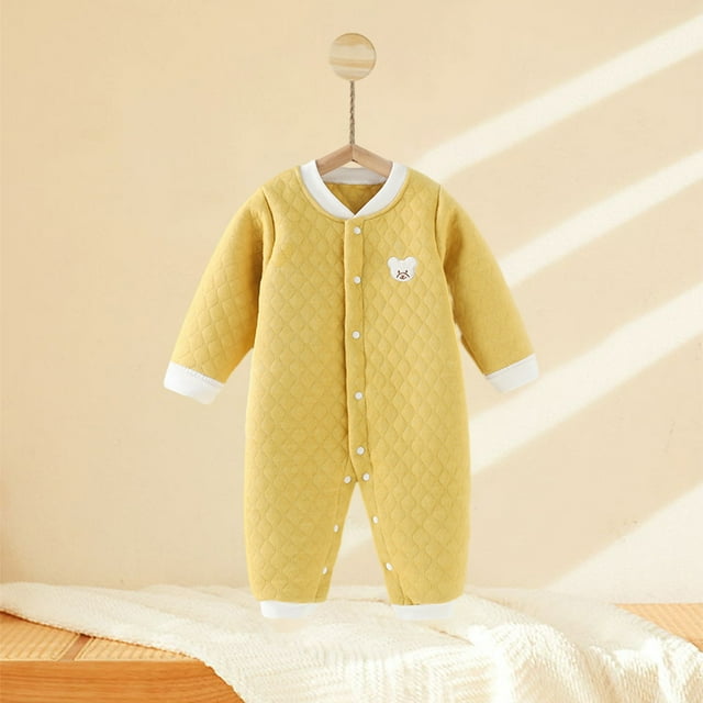EQWLJWE Vêtements d'Automne et d'Hiver pour Bébé Pyjama en Coton une Pièce pour Fille Imprimé Dessin Animé Mignon Combinaison Manches Longues Col Rond Pyjama Doux et Respirant Combinaison Hiver pour Bébé Fille 3-24 Mois