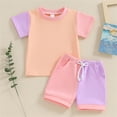 thumbnail image 2 of Coerni Kids Boys' Summer Set Round Neck Short Sleeve Color Matching T Shirt Shorts with Pockets Little Boys Clothing Set, 2 of 8