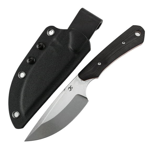 KANSEPT Fixed Blade Knife Flank, D2 Steel Black and Red G10 Handle Pocket Tactical Knives, G006A2