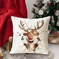 thumbnail image 1 of Funda de almohada con estampado divertido navideño, funda de cojín de lino para sofá, decoración del hogar, funda de cojín familiar, 1 of 7