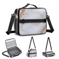thumbnail image 5 of White and Copper Marble Pattern Insulated Lunch Bag with Shoulder Strap and Bottle Holder,Bento School Lunch Bag Box,11x9.5x3.5 Inches, 5 of 5