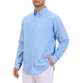 thumbnail image 4 of INSPIRE CHIC Men's Back to School Dress Shirts Long Sleeve Button Down Business Contrast Shirt M Light Blue, 4 of 6