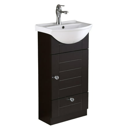 Small Black & White Bathroom Vanity Cabinet Sink with Faucet and