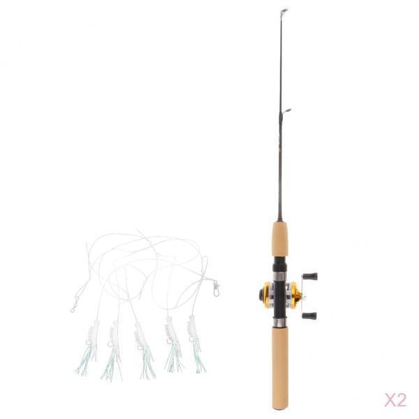 2pcs Portable Ice Fishing Rod Pole & Reel Line Travel Carp Fishing Tackle L 