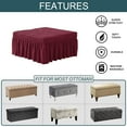 thumbnail image 6 of Stretch Ottoman Cover, Ottoman Slipcovers Soft Seersucker Footstool Protector Covers with Skirt Storage Ottoman Slipcover for Living Room Bedroom -Dark Green-Large, 6 of 7