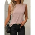 thumbnail image 4 of Eternatastic Women's Sleeveless Tank Top Loose Fit Casual Crew Neck Pleated T Shirts Basic Tee Tops Tunic Blouse, 4 of 5