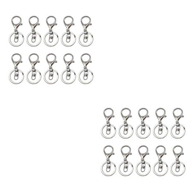 Transemion 10pcs Metal Key Chain Snap Hooks - Accessories For Personalized Keychain Clasps Swivel Hooks WhiteK lobster +spla 2Set