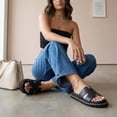 thumbnail image 4 of Cushionaire Crisp Women’s Slide Sandal – Faux Leather Cutout Slip-On with Artisan Stitching & Memory Foam, Wide Widths Available, 4 of 15
