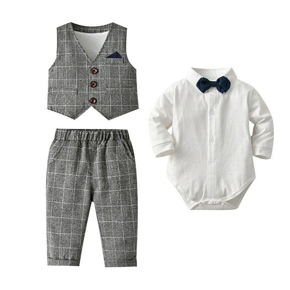 Fancifize Baby Boy Clothes Suit 0-18 Months Infant Gentleman Outfits Formal Dress Shirt Vest Pants Set Baby Birthday Wedding Party Suits
