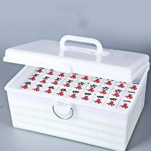 PBPBOX Portable Plastic Mahjong Holder White Large Capacity Storage Box