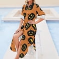 thumbnail image 4 of 2024 Happy Haunts Chiffon Dress Halloween Pumpkins Dresses Woman Long Sleeve Street Fashion V Neck Design Oversize Casual Dress, 4 of 7