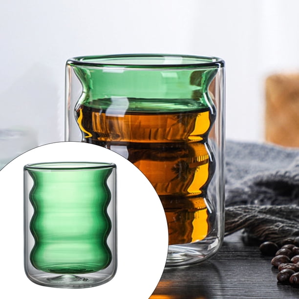Doble pared de alto borosilicato taza de café resistente al calor resistente a calor boca bebida taza taza taza de té taza de té taza de café Verde Soledad Taza de café