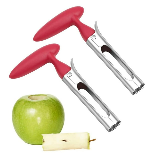 2 Pack Apple Corer Lever Tool Stainless Steel Pear Fruit Seed Remover Cherry Red Grip With Serrated Blade Walmart Com Walmart Com