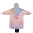 thumbnail image 2 of Oversized Wearable Blanket Hoodie,Pastel Rainbow Clouds Sherpa Blanket Hoodie with Super Pockets,Super Warm Fuzzy Pullover for Women & Men, 2 of 6