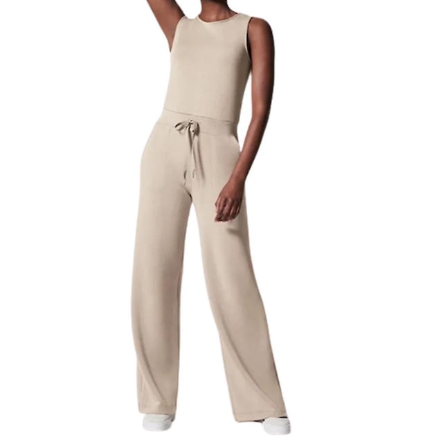 Sleeveless Solid-color Jumpsuit Washable High-stretch Fabric Clothes For Daily Work Party