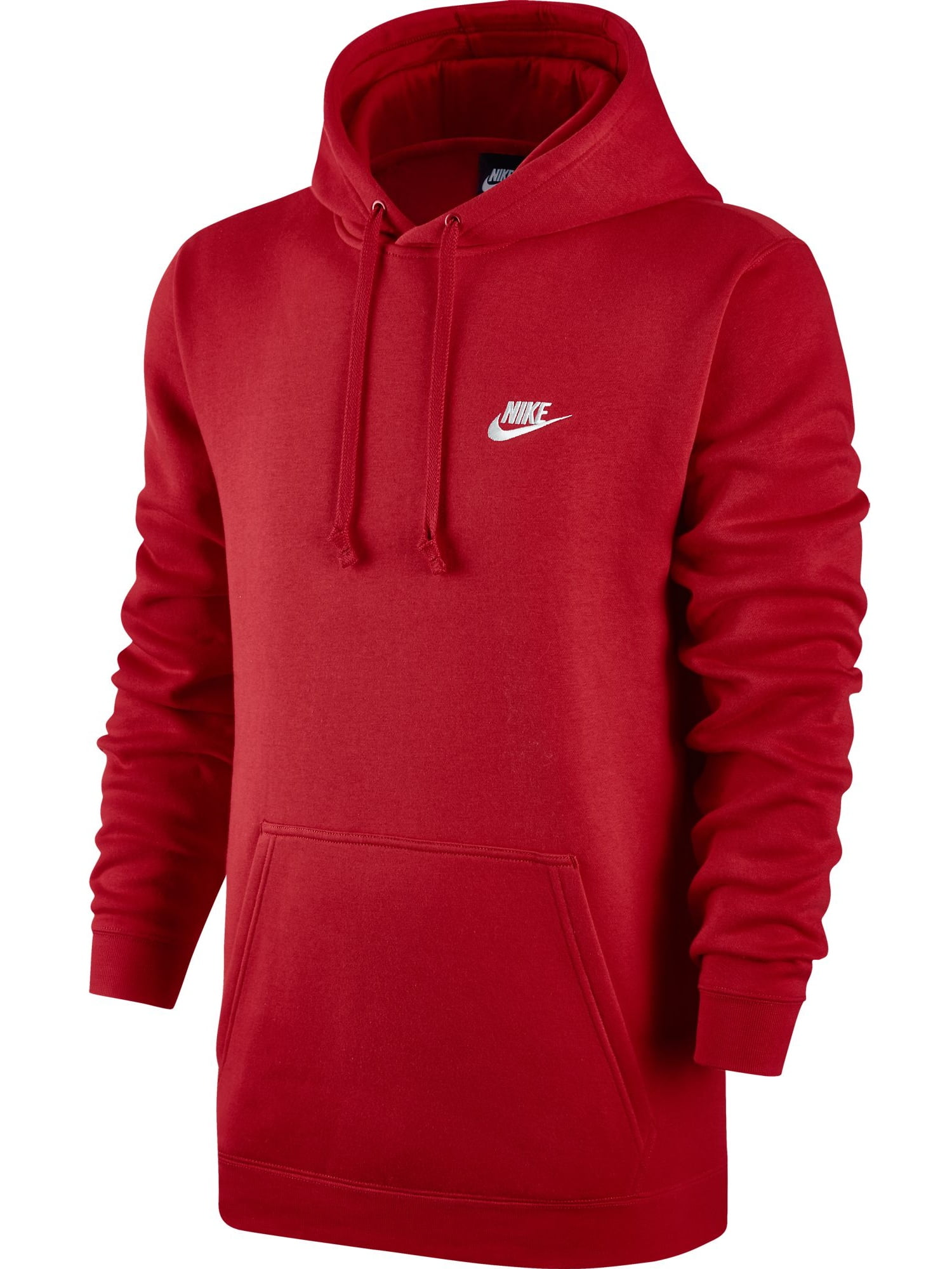 Nike Club Fleece Pullover Longsleeve Men's Hoodie Red/White 804346-657 ...