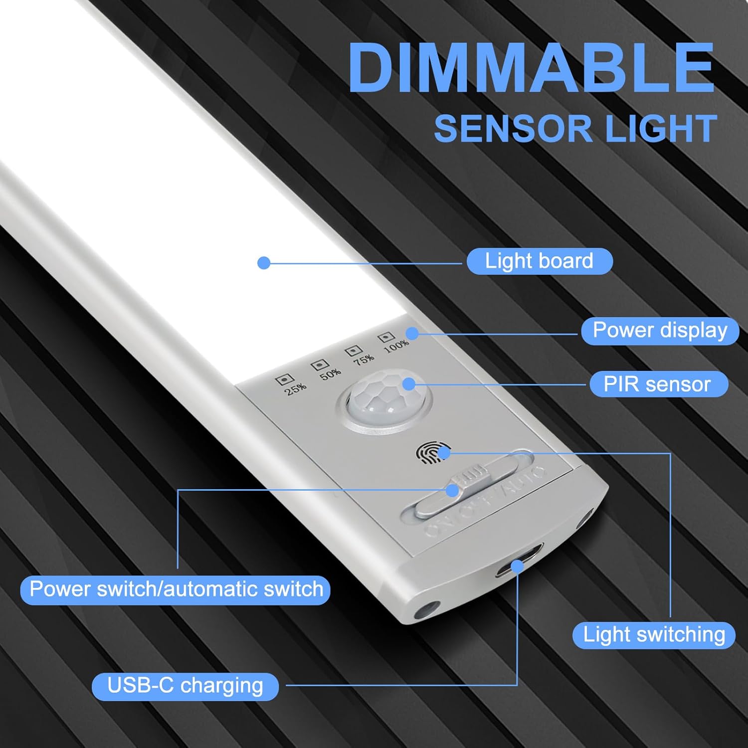 Under Cabinet Lighting, 4Pack Motion Sensor Light Indoor with 3 Color Temps, Rechargeable Counter Lights for Kitchen,Dimmable Closet Battery Operated, 76 LED