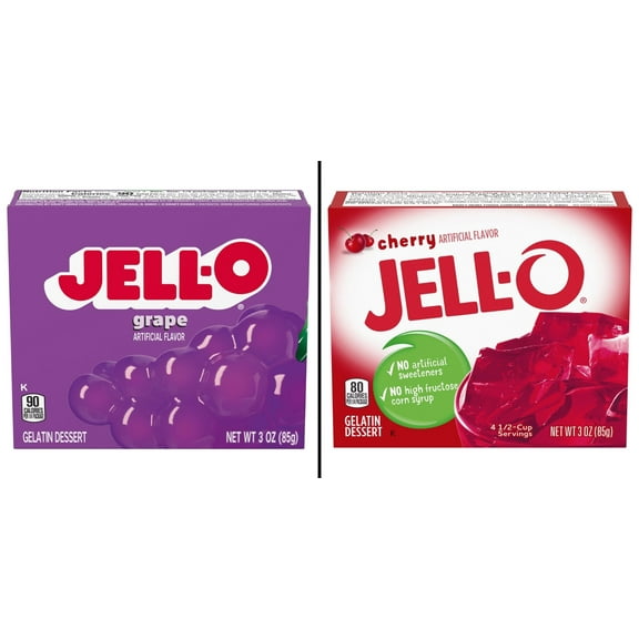 Jell-O Grape Gelatin Dessert Mix 3 oz & Jell-O Cherry Gelatin Dessert Mix 3 oz