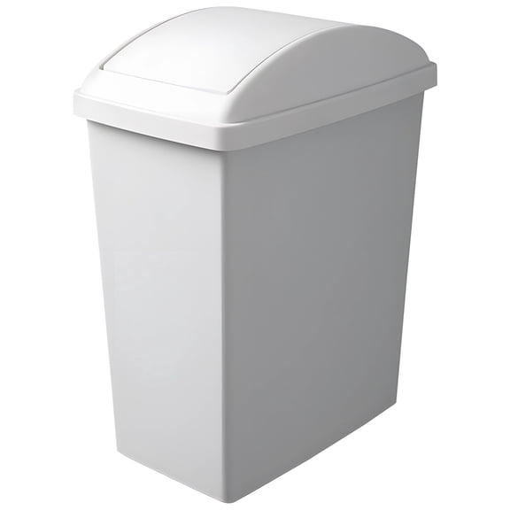 4 Gallon(15 L) Trash Can with Lid, Small Bathroom and Kitchen Trash Can with Swing Lid, Long-Lasting Plastic Waste Bin for Narrow Spaces, Great for Offices and Bathrooms