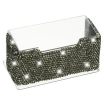Rhinestone Business Card Holder Crystal Business Card Holders Bling Business Card Organizer Display Stand for Desktop Desk Office Exhibition, Grey