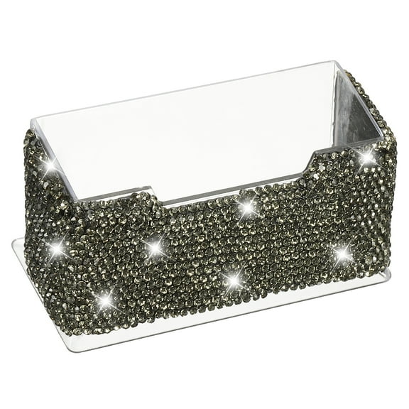 Rhinestone Business Card Holder Crystal Business Card Holders Bling Business Card Organizer Display Stand for Desktop Desk Office Exhibition, Grey