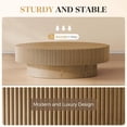 thumbnail image 2 of Gelloan 43.7" Olive Shape Wood Coffee Table, Modern Fluted Coffee Table for Living Room, Veneer Handcrafted Relief Tea Table with Sturdy Pedestal,Natural, 2 of 7