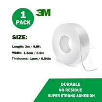 1 Rolls Double Sided Tape Heavy Duty - 9.8'X0.6"X0.04" - Removable Nano Tape for Poster Carpet Picture Hanging Strip Rug Wall Outdoor - Clear & Strong Adhesive Multipurpose Mounting Tape