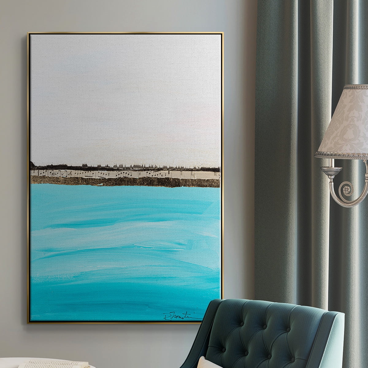 Harmony in Turquiose Framed Premium Gallery Wrapped Canvas - Ready to Hang