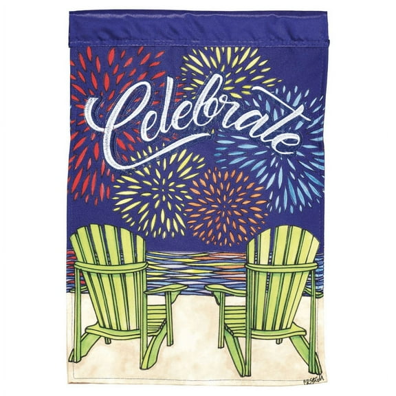 Magnolia Gardens M011300 13 x 18 in. Double Applique Celebrate Polyester & Print Garden Flag