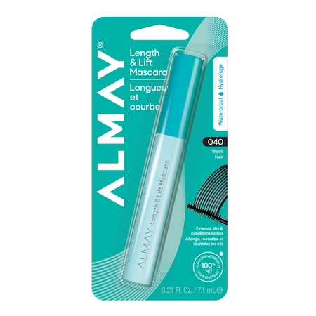 Almay Length & Lift Mascara, Lengthening Eye Makeup, Hypoallergenic, 40 Black Waterproof