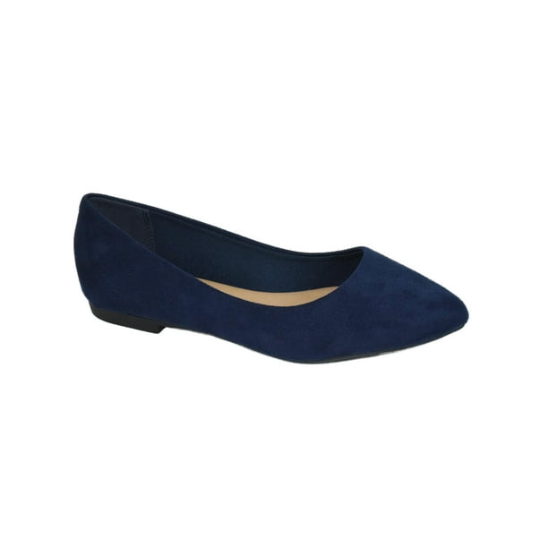pointed toe navy blue flats