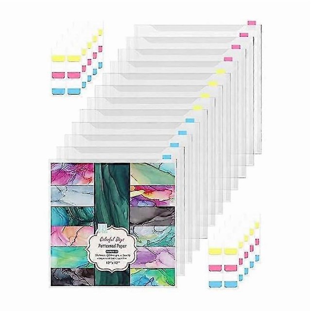 12Piece Scrapbook Paper Storage Box for 30.48 X 30.45 cm Papers with 60 Adhesive Index Tabs Waterpr