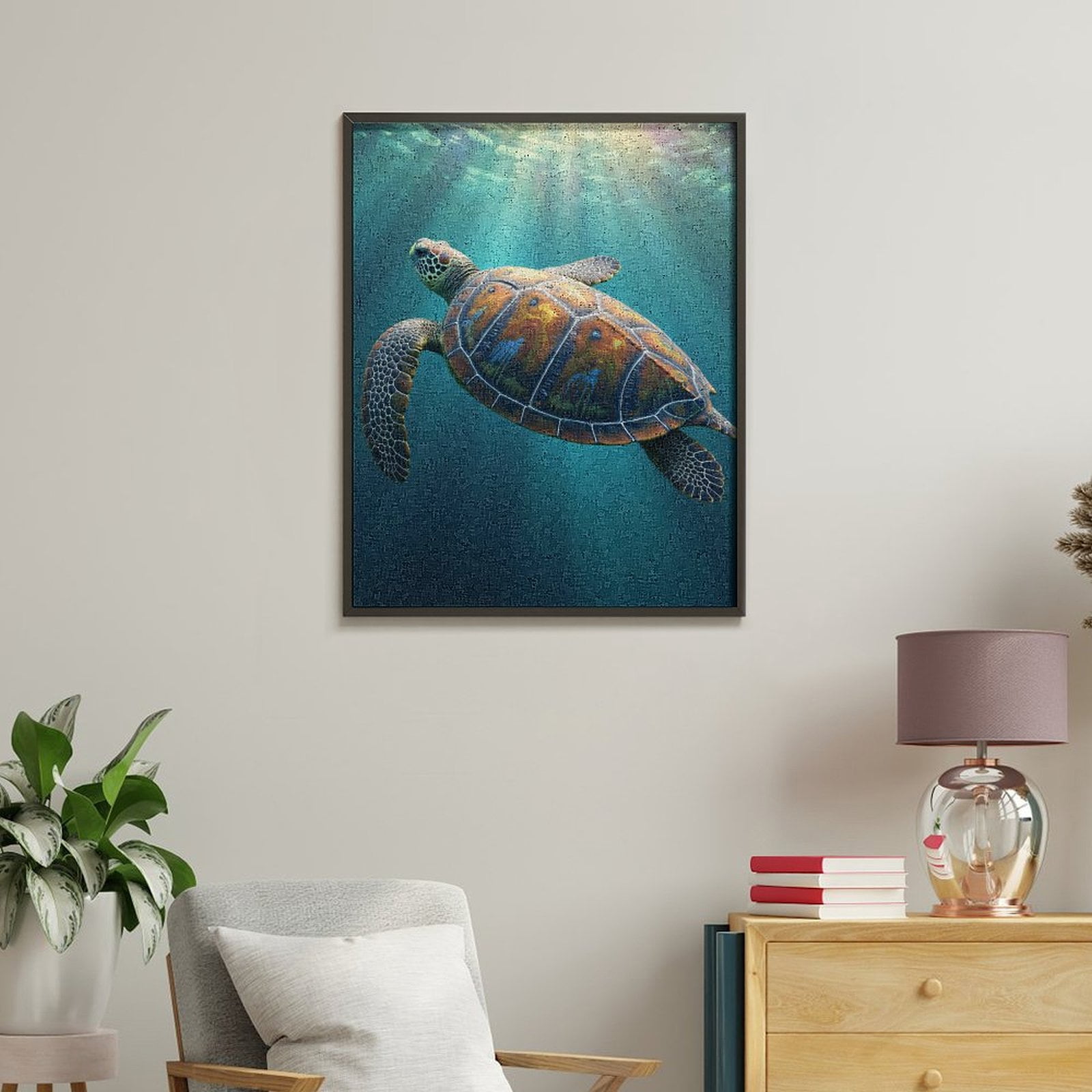 Paint by Numbers Kit for Adults, Sea Turtle Sunlit Ocean Depths Paint by Numbers, Easy Paint by Numbers Kit for Adults Beginner, DIY Adult Paint by Number Kits on Canvas, Home Decor
