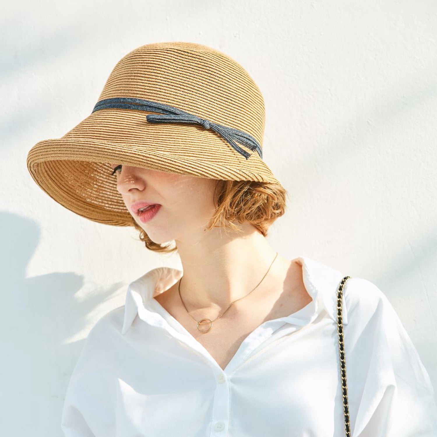 Women Floppy Sun Hat Foldable French Straw Beach Bonnet Cap