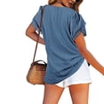 thumbnail image 2 of Minnieouse Camiseta de algodón para mujer, camiseta holgada de encaje de Color sólido, Top de verano para viajes, vacaciones en la playa, deportes, Prendas para la parte del cuerpo Azul claro S Minnieouse AP010362-16, 2 of 6