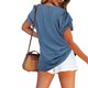 thumbnail image 3 of Minnieouse Camiseta de algodón para mujer, camiseta holgada de encaje de Color sólido, Top de verano para viajes, vacaciones en la playa, deportes, Prendas para la parte del cuerpo Azul claro M Minnieouse AP010362-17, 3 of 6