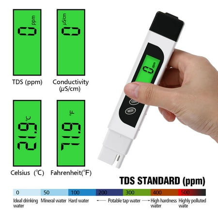 TDS Water Tester Meter Test Pen , 3 in 1 TDS, Temperature and Conductivity Meter with Carry Case, 0-9999ppm, Ideal ppm Meter for Drinking Water, Aquariums and