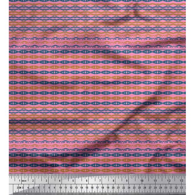 Soimoi Tissu Crêpe Polyester Filigrane Damas Imprimé 1 Yard 42 Pouces de Large
