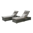 thumbnail image 5 of UHOMEPRO 2pcs Chaise Lounge Chair, Modern Rattan Wicker Outdoor Chaise Lounge Set for Patio Poolside Garden, All-Weather Recliner for Beach w/Cushion, Pillow, Back Adjustable, Steel Frame, Light Gray, 5 of 6