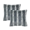 thumbnail image 4 of Home Soft Things Plush Striped Faux Fur Pillow Covers, Set of 2, 20"x20", Cahama, 4 of 6