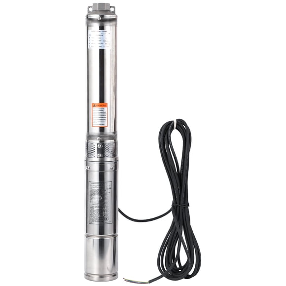 Yiwa 1HP Submersible Deep Well Pump, 60Hz, Delivers 27GPM with 204 ft Head, Stainless Steel Pump with Brass Check Valve and 10 ft Power Cord for Home, Industrial, or Irrigation Systems