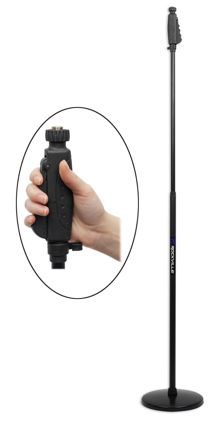 Rockville Pro Microphone+Round Base Mic Stand+Smartphone/Tablet/iPad Clamp Mount
