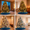 thumbnail image 6 of Navy Blue Ombre Christmas Tree Skirt 48 Inches, Contemporary Gradient Abstract Art Xmas Trees Skirt Mat Cover Decorations for Holiday Party Indoor Outdoor, 6 of 9