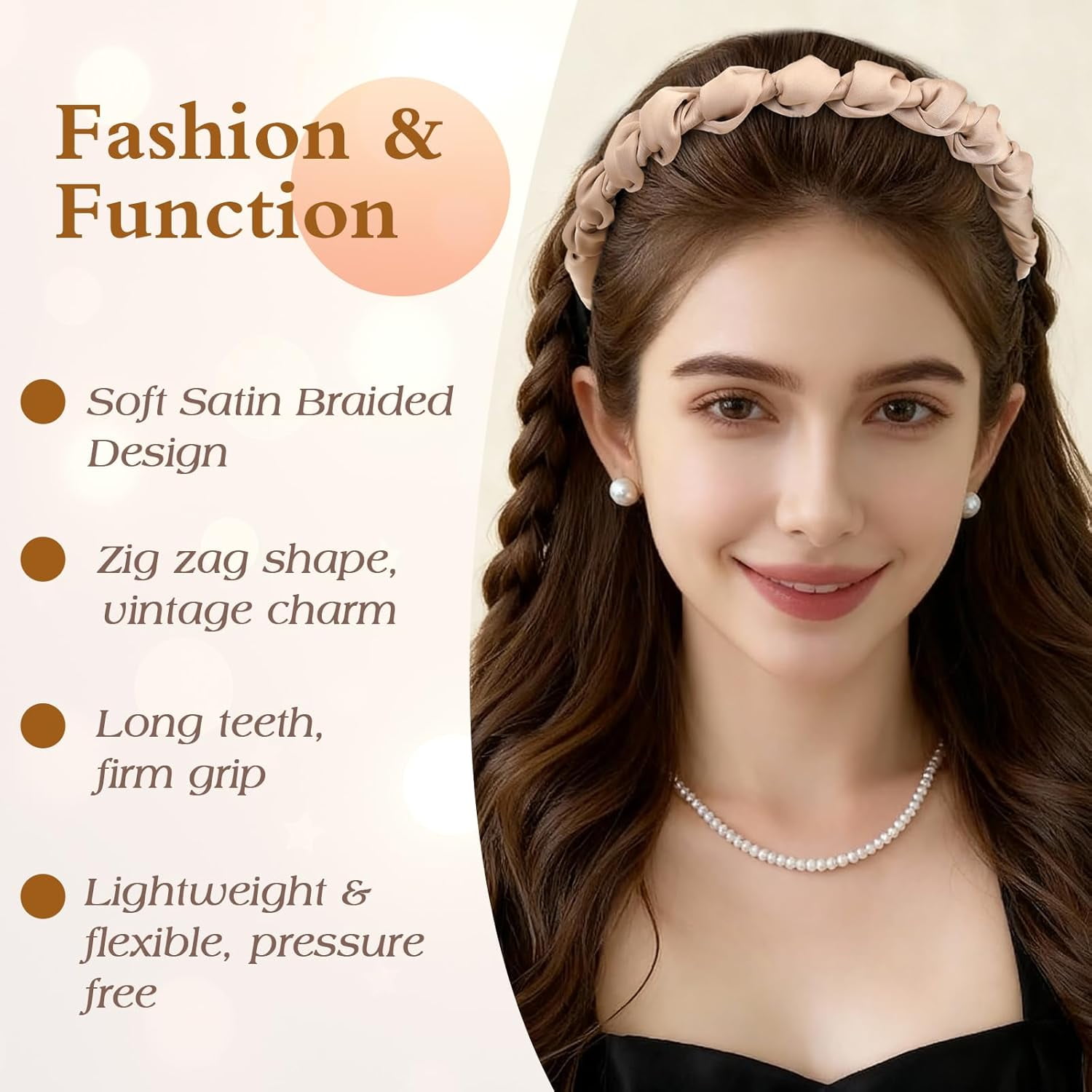 Zig Zag Headbands - Non Slip Satin Braided Comb Headband with Teeth - Plastic Retro High Skull Headband Fashion Accessories